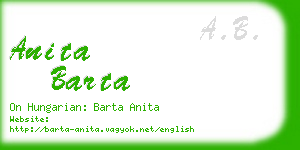 anita barta business card
